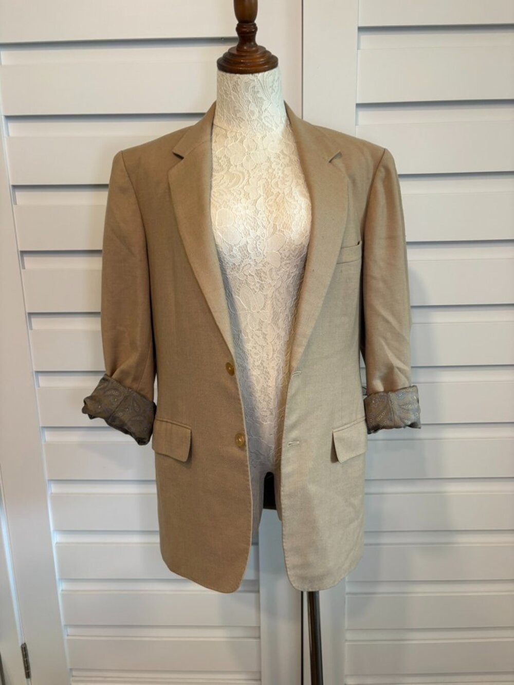 Vintage Oversized Boyfriend Blazer Hong Kong Camel Wool Professor Academia XL View 5